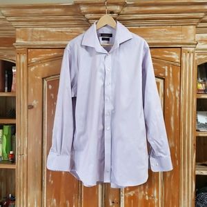 Chester Barrie 100%Cotton Non-Iron Violet & White Longsleeve Dress Shirt L